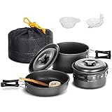 Lixada Camping Kochgeschirr Set Camping Topf Outdoor Geschirr Set Kochtopf Set mit Aufbewahrungstasche für 2-3 Personen Outdoor Utensilien Kochen Camping