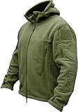 TACVASEN Herren Fleecejacke Military Outdoor Winddichte Jacke mit Kapuze- Gr. L, Grün