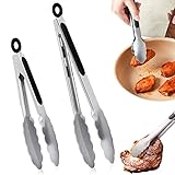 2 Stück Küchenzange Edelstahl Kochzange Küche Mehrzweckzange 20/25.5cm Bratzange Lang Grillzange Set Antihaft Gourmetzange Hitzebeständigem für Kochen Grillen Buffet Barbecue Servieren Würstchen