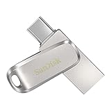 SanDisk Ultra Dual Drive Luxe USB Type-C-Laufwerk Smartphone Speicher 512 GB (Mobiler Speicher, USB 3.1 Gen 1, drehbares Design, 150 MB/s Lesen, USB Laufwerk, automatisches Backup), Silber