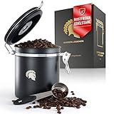 Barista Legends® Kaffeedose luftdicht 500g schwarz - Kaffeebohnen Behälter für den Aromaschutz Ihres Kaffees - Vorratsdose aus Edelstahl mit ewigem Kalender.