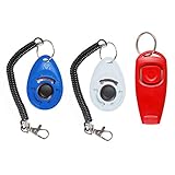 Hunde-Clicker, 3 Stück Hundetrainings-Klicker mit Handschlaufe, großer Knopf, effektiver Haustier-Clicker, Trainingsklicker für Katzen, Welpen, Hunde, Haustiere, Vogelpferd (blau, weiß, rot)