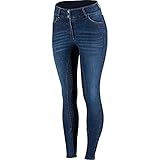 HORZE Kaia Damen-Reithose, Denim, hohe Taille, Silikon, Vollbesatz