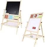 Brigamo 2in1 Standtafel Zeichentafel & Magnettafel, Tafel für Kinder mit Uhr, Abacus und Ablage