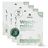 klæny® Nachhaltiges Waschmittel Set I Vollwaschmittel Pulver I Umweltfreundlich & Vegan I 20 Waschladungen pro recycelter Papier-Box I 4 x 1 kg Waschpulver I Mikroplastikfrei