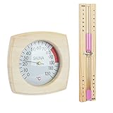 Foreverup Klimamesser Sanduhr Saunathermometer,Hitzebeständig Sanduhr Sauna Aus Holz,Sauna Klimamesser 15 Minuten Wandmontage umweltfreundlich,Sauna Zubehör für Alle Umgebungen