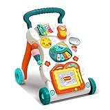 Coemo Löwen Lauflernwagen Leo - Baby Lauflernhilfe - Laufhilfe für Baby ab 9 Monate mit Musik & Maltafel im Baby Walker - Der Baby Schiebewagen hilft spielend leicht gehfrei zu Laufen - Farbe Weiß