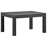 PP Rattantisch Gartentisch Terassentisch Anthrazit Bistrotisch Beistelltisch für Garten Terrasse Balkon, 58x58x41 cm