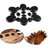 Windfulogo 16Pcs Hot Massage Stones Set Natural Lava Basalt Heated warmer Stone for Spa Massage Black