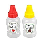 2 Stück Mini-ketchup-flaschen Squeeze Squeeze-flaschen 25 Ml Nachfüllbare Tomaten-ketchup-squeeze-behälter Flasche Aus Kunststoff, Tragbar, Zusammendrückbar, Squirt-gewürzgläser Für Kinder, Schule,