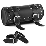 IWILCS Universal Motorrad Satteltasche, Motorrad Werkzeugtasche, Motorrad PU Leder wasserdichte Werkzeugtasche, Runde Sattel Taschen, Modische Motorrad Aufbewahrungstasche, Schwarz