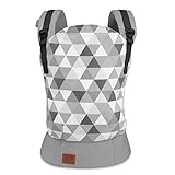 Kinderkraft Babytrage NINO, Rückentrage, Bauchtrage für Säuglinge und Kleinkinder, Baby Carrier, Kindertrage, Ergonomisch, aus Baumwolle, Leichte Konstruktion, ab 3 Monate bis 20 kg, Grau