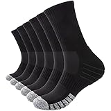 PULIOU Sneaker Socken Herren Damen 43-46 39-42 35-38 Thermosocken Baumwolle Wandersocken Trekkingsocken Laufsocken Gepolsterte Arbeitssocken Wintersocken 6 Paar, L09-Schwarz 43-46