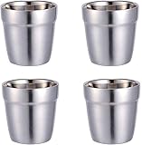 Edelstahlbecher 4 Stück Kaffeebecher Teebecher Milchbecher für Outdoor Camping Edelstahlbecher für Saft Bier Portionierungsbecher für Zuhause oder Reisen Wandern Becher unzerbrechlich Metall Becher