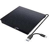 KIROSA Externes CD/DVD Laufwerk, Brenner mit USB 3.0 & Type-C Portable, Plug & Play DVD+/-RW CD+/-RW, DVD Laufwerk Extern für Laptop, Desktop, Mac, MacBook, PC, Windows 11/10/8/7/ XP/Linux/Vista/OS