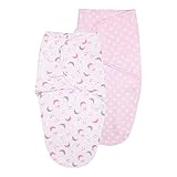 Vicloon Pucksack Baby, 2er Pack Wickel-Decke aus 100% Bio-Baumwolle, Sicherheit, Universal Verstellbare, Puckschlafsack für Säuglinge Babys Neugeborene 0-3 Monate - Rosa