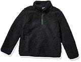 Amazon Essentials Mädchen Sherpa-Fleece-Jacke Viertelreißverschluss, Schwarz, 10 Jahre