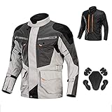 MNBVH Motorradjacke Herren Textil Wasserdicht Winddicht Motorrad Jacken mit CE Schulter Ellbogen und Rücken Protektoren Motorrad Schutzjacken für Frühling Sommer He(Size:XXL,Color:Grau)