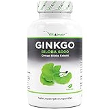 Ginkgo Biloba 6000 mg - 365 Tabletten - Premium: Mit Flavonglykoside + Ginkgolid-Terpenlactone & frei Ginkgolsäure - Ohne unerwünschte Zusätze - Laborgeprüft - Hochdosiert - Vegan