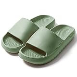 Unisex Badeschuhe Damen Slides Sandalen Hausschuhe Herren Sommer Garten Badelatschen Rutschfest Plattform Badeschlappen Slippers Sommer Slide Indoor/Outdoor (40/41, Hellgrün, numeric_40)