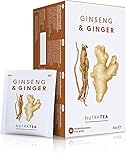 Nutra Tea Ginseng & Ginger - Wohltuender Tee mit 100 % Ginseng & Ingwer - Fördert Energieniveau, Verdauung, Durchblutung & Immunsystem - 20 Verpackte, Wiederverwendbare Teebeutel - Kräutertee