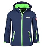 Trollkids Kinder Softshell Jacke Oslofjord, Marineblau / Hellgrün, Größe 128