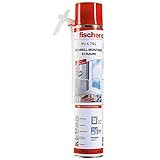 fischer Schnell-Montageschaum PU S 750, Bauschaum für Verfüllung, Dämmung & Isolierung, PU-Schaum inkl. Adapter für sofortigen Einsatz, 750 ml