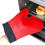 Yusheng Silikon Ofenhandschuhe Hitzebeständige Grillhandschuhe Anti-Rutsch Kochhandschuhe, Für Die Handhabung Von Fondue, Backen, Kochen