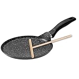 Stoneline Crepe Pfanne Induktion 25 cm, beschichtet mit echten Steinpartikeln, grau, als Pfannkuchen Pfanne, Pancake Pfanne, Palatschinken Pfanne und Crepepfanne geeignet