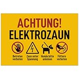 Vorsicht Elektrozaun Schild (20x13cm - 10er Set) - Achtung Strom und Füttern verboten für jeden Weidezaun - kein Betreten für Stromzaun - Warnzeichen nach VDE 0667, VDE 0131 und DIN EN 60335-2-76