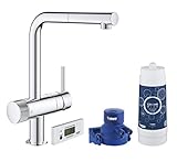 GROHE Blue Pure Minta - Wassersysteme (L-Auslauf, Einlochmontage, herausziehbarer Mousseur, Schwenkbarer Rohrauslauf), chrom, 30382000