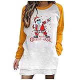 Fannyfuny Weihnachtskleider Damen Kurz Weihnachten Drucke Lustige Pullover Vintage Weihnachten Party Kleid Elegant Weihnachten Tshirt Kleid Rotes Partykleid Strickkleid Kostüm Kapuzenpullover