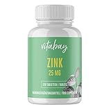 Vitabay Zink 25 mg | 120 Tabletten | Aus reinem Zink Gluconat | Hochdosiert & hohe Bioverfügbarkeit | Laborgeprüft & hergestellt aus hochwertigen Rohstoffen