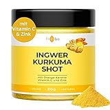 INGWER KURKUMA SHOT, Ingwer Shot Pulver mit Vitamin C und Zink, 80g, natürlich scharfe INGWER SHOTS, Ingwer Kurkuma Pulver vegan, in Deutschland hergestellt