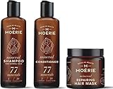 MOERIE Shampoo Set 3-teilig - Haarwachstum Shampoo, Conditioner & Haarmaske gegen Haarausfall - natürlich Haarwachstum beschleunigen - Veganes Haarwuchsmittel Frauen & Männer - Mineralien & Coffein