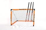 Realstick | Floorball Unihockey Street Hockey Set mit 3 Schlägern, DREI Bällen und einem faltbaren Tor