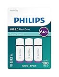 Philips, Pen Drive, 64 GB, USB 3.0, FM64FD75E, 3 Stück, High Speed 64 gb, mit Kappe und Schlüsselanhänger.