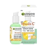 Garnier Serum-Crème gegen müde Haut und dunkle Flecken, 2in1 Tagespflege für mehr Glow und einen ebenmäßigen Teint, Mit Vitamin C, Skin Active, 50 ml