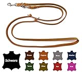 Hundeleine Fettleder kleine Hunde / große Hunde 2m / 2,40m / 2,80m / 3,50m / 5m Doppelleine verstellbar (2m X 12mm, Cognac)