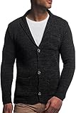 Herren Strick-Sakko mit Reversekragen elegant und sportlich | Herren Strick-Weste mit Brusttasche | Herren Strick-Jacke perfekt für Übergang | Herren Cardigan Designed in Deutschland 7758 schwarz M