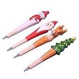 Weihnachts-Stift, handgefertigt, Holzschnitzerei, niedlicher Cartoon-Weihnachts-Gel-Tintenroller für Studenten, Lehrer, Arbeiter