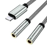 Lightning auf Dual 3,5 mm Klinke Splitter Kopfhörer Aux Adapter, Audio Y Splitter Kabel Kompatibel mit iPhone 12/11/XS Max/SE/XR/8/7/6/5 und unterstützt alle iOS Systeme (35cm)