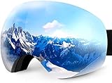 Karvipark Skibrille, Ski Snowboard Brille Brillenträger Schibrille Verspiegelt, Doppel-Objektiv OTG UV-Schutz Anti Fog Snowboardbrille Damen Herren Kinder für Skifahren Snowboard (Silber VLT11%)