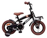 Amigo 2Cool - Kinderfahrrad für Jungen - 12 Zoll - mit Handbremse, Rücktritt, Gepäckträger Vorne und Stützräder - ab 3-4 Jahre - Schwarz