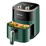 Fritteusen 4.7l Doppelknopf -Präzisionsbetrieb Multifunktional Friteuse Öl -freie Niedrige Frites -Maschine LCD -Touchscreen -Ofen (Color : Green, S : 22.5 * 26.5 * 28cm)