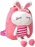 VASCHY Kindergartenrucksack Mädchen, Niedlich Kinderrucksack Plüsch Tier Klein Mini Rucksack Kindergarten für Baby(Kaninchen)