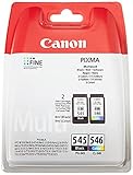 CANON PG-545 / CL-546 Tintenpatrone Schwarz und Farbe (Cyan, Magenta, Gelb) Standardkapazität SW: 180p cl: 180p 2er-Pack Blister mit Alarm