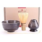 Goodwei Japanisches Matcha-Set mit Besenhalter, 4-teilig (Schwarz)