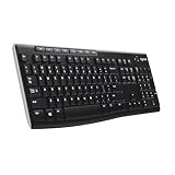 Logitech K270 Kabellose Tastatur für Windows, 2,4 GHz kabellos, Standardgröße, Nummernblock, 8 Sondertasten, 2 Jahre Batterielaufzeit, Kompatibel mit PC, Laptop, Deutsches QWERTZ-Layout - Schwarz