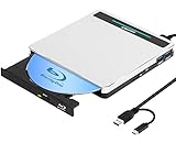 Externe Blu Ray CD DVD Laufwerk,USB 3.0 Type C Blu-ray-Player CD DVD RW ROM Brenner,Slimline Blue Ray Drive Externes Blu-ray-Laufwerk Reader für Laptop PC MacBook Air Pro iMac Apple Windows11/10/8/7